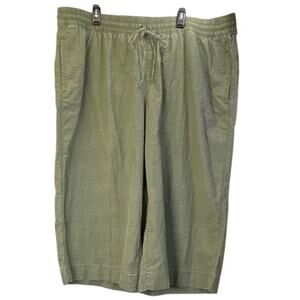 Lane Bryant Womens 26/28 Olive Green Crop Cotton Blend Casual/Vacation Pants